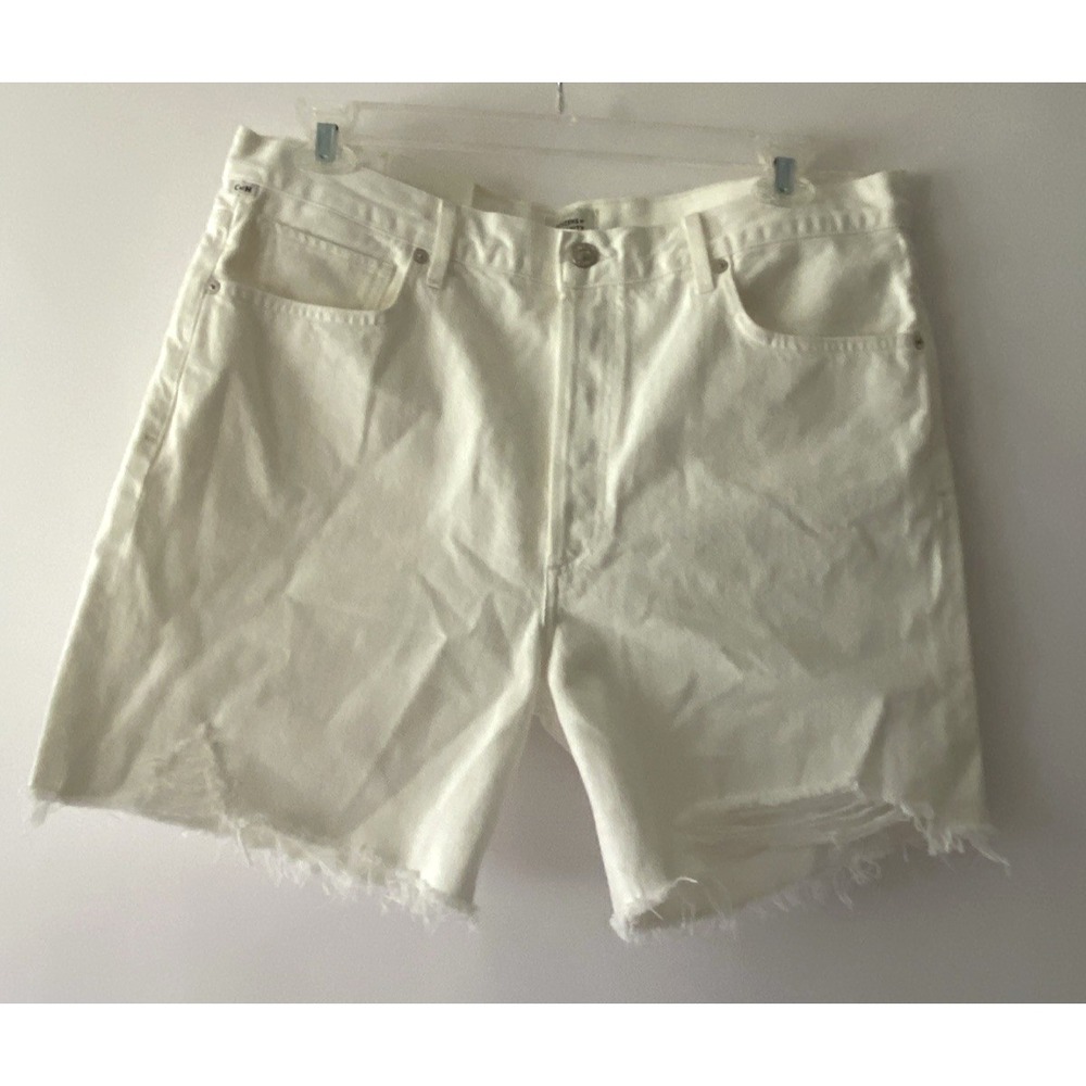 Citizens of Humanity Camilla Starlight White Denim Shorts Sz 33 NWT High‎ Rise
